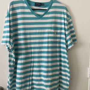 2 for $15. 1 striped v-neck Polo shirt, 1 striped Polo T-shirt.